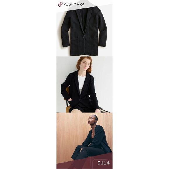 J. Crew Women's Sophie Open Front Sweater Blazer black small wool blend cardigan - Picture 1 of 7